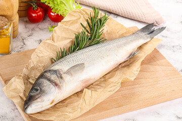 Raw seabass fish for cooking