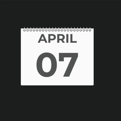April 7 calendar reminder. 7 April daily calendar icon template. Calendar 7 April icon Design template. Vector illustration
