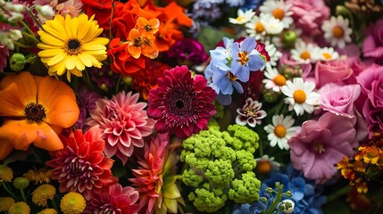 Bouquet of varied flowers in different colors