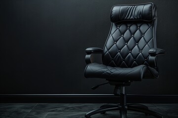 Black decor with a black office chair. Generative Ai