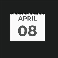 April 8 calendar reminder. 8 April daily calendar icon template. Calendar 8 April icon Design template. Vector illustration
