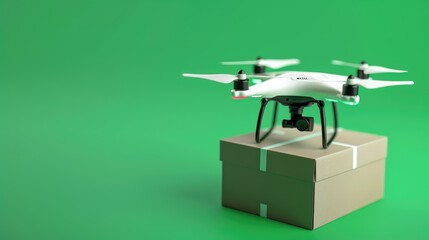 delivery drone on green background AI generated