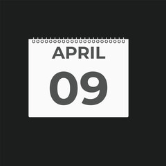 April 9 calendar reminder. 9 April daily calendar icon template. Calendar 9 April icon Design template. Vector illustration
