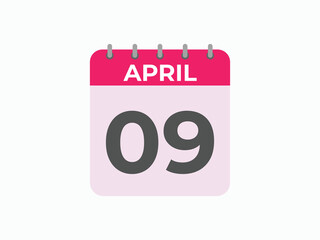 April 9 calendar reminder. 9 April daily calendar icon template. Calendar 9 April icon Design template. Vector illustration
