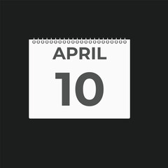 April 10 calendar reminder. 10 April daily calendar icon template. Calendar 10 April icon Design template. Vector illustration
