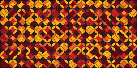 circle seamless pattern with geometric floral warm tone color