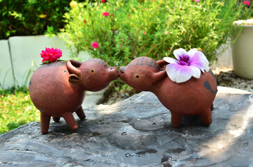 Cute buffalo decoration