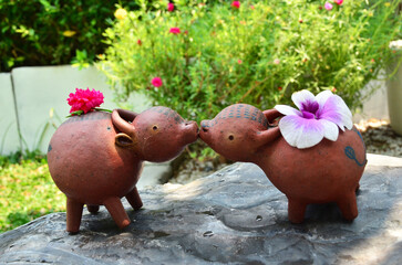 Cute buffalo decoration