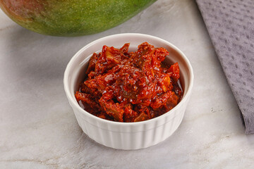 Spicy pickled raw green mango