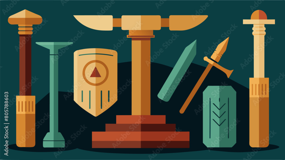 Poster a set of finely crafted chisels and hammers used by philosophers to carve intricate designs and symb