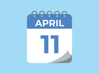 April 11 calendar reminder. 11 April daily calendar icon template. Calendar 11 April icon Design template. Vector illustration
