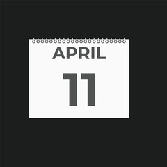 April 11 calendar reminder. 11 April daily calendar icon template. Calendar 11 April icon Design template. Vector illustration
