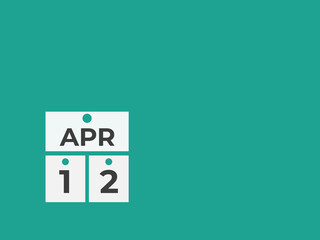 April 12 calendar reminder. 12 April daily calendar icon template. Calendar 12 April icon Design template. Vector illustration
