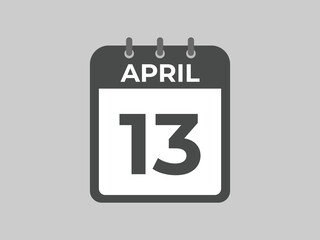 April 13 calendar reminder. 13 April daily calendar icon template. Calendar 13 April icon Design template. Vector illustration
