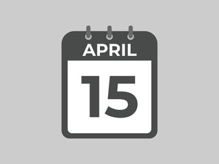 April 15 calendar reminder. 15 April daily calendar icon template. Calendar 15 April icon Design template. Vector illustration
