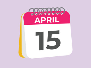 April 15 calendar reminder. 15 April daily calendar icon template. Calendar 15 April icon Design template. Vector illustration
