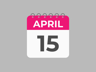 April 15 calendar reminder. 15 April daily calendar icon template. Calendar 15 April icon Design template. Vector illustration
