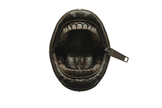 Zipper mouth Isolated on a white background.