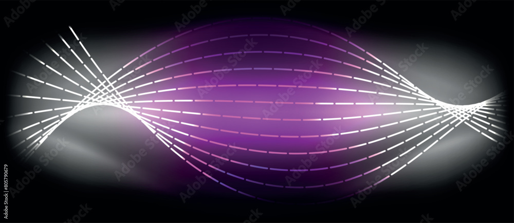 Aufkleber a mesmerizing visual effect lighting of purple and white wave on a black background creating a symme