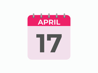 April 17 calendar reminder. 17 April daily calendar icon template. Calendar 17 April icon Design template. Vector illustration
