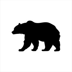 Black bear silhouette isolated on white background. Bear icon vector illustration.