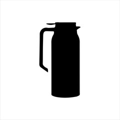 Black thermos silhouette isolated on white background. Thermos icon vector illustration.