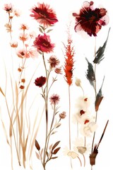 Colorful abstract meadow floral silhouette artwork in vibrant colors against a background. Great is flower design inspiration