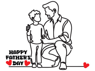 Happy Father's Day line art illustration.