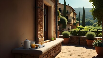 Coffee in the summer afternoon - obrazy, fototapety, plakaty