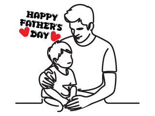Happy Father's Day line art illustration.