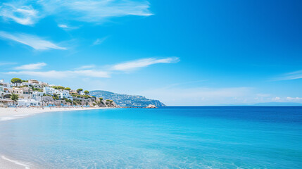 Naklejka premium Azure mediterranean sea and blue sky summer holidays