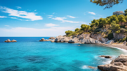 Fototapeta premium Azure mediterranean sea and blue sky summer holidays