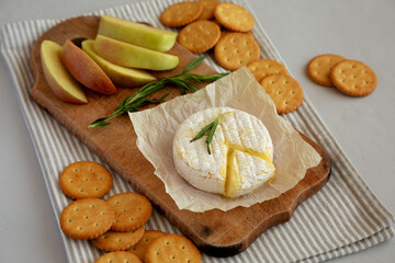 Baked Brie with Honey, side view.