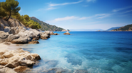 Fototapeta premium Azure mediterranean sea and blue sky summer holidays