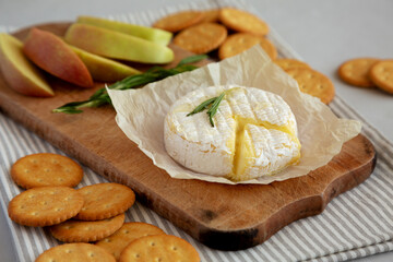 Baked Brie with Honey, side view.
