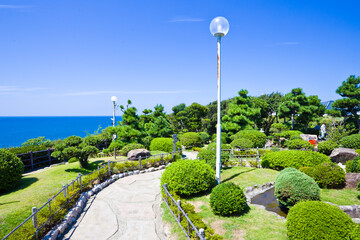 Japanese garden at Sandanbeki Rock Cliff  in Shirahama, Wakayama Prefecture , Japan.