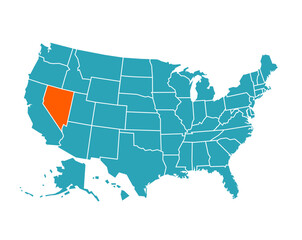 USA vector map with Nevada map prominent. - obrazy, fototapety, plakaty