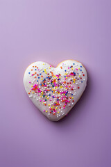 Heart-Shaped Cookie with Vibrant Sprinkles