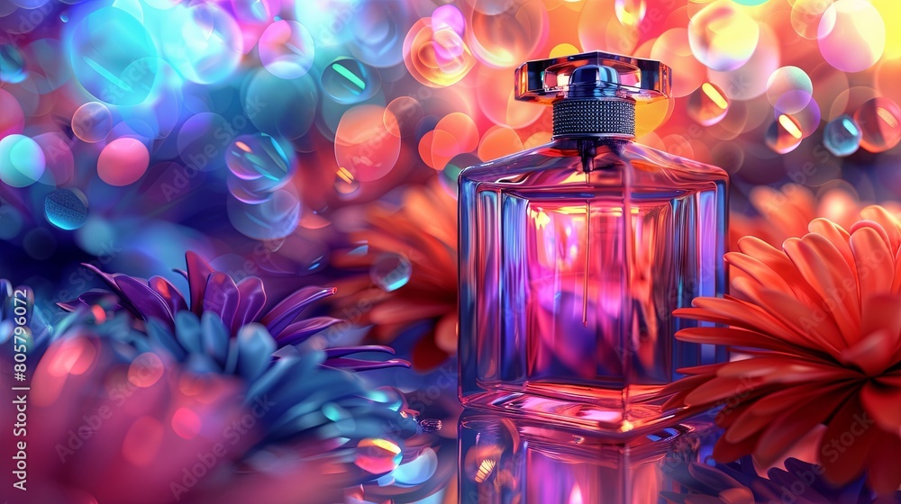 Aufkleber a bottle of perfume sits on a table, with the focus on the elegant design and branding of the fragra