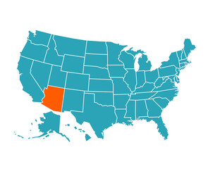 USA vector map with Arizona map prominent.