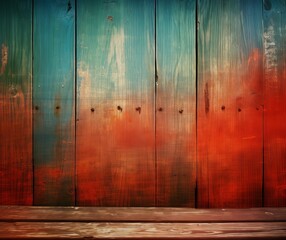 Obraz premium Vintage Wooden Planks Background with Vibrant Gradient Hues
