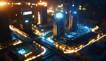 futuristic digital city