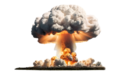 Terrible Nuclear explosions like  mushroom cloud. Nuclear bomb test isolated on white background