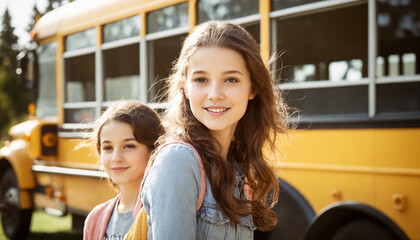 children near a school bus