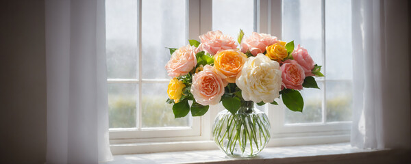 roses on window