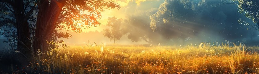 A sunsoaked landscape depicting the intense heat of midsummer