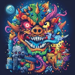 Fototapeta premium Artwork inspired by a complex and intriguing board game concept