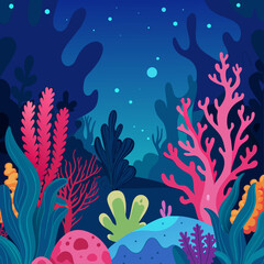 Oceanic backgrounds with coral reefs in fluorescent colors, perfect for environmental themes.