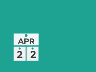 April 22 calendar reminder. 22 April daily calendar icon template. Calendar 22 April icon Design template. Vector illustration
