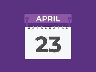 April 23 calendar reminder. 23 April daily calendar icon template. Calendar 23 April icon Design template. Vector illustration
